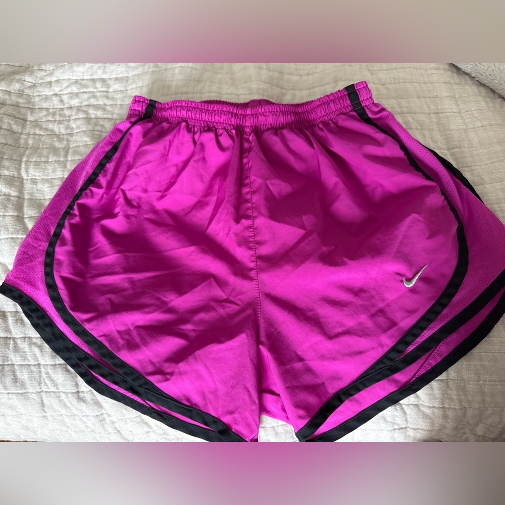 Nike Women's Fuchsia and Black Athletic Shorts
